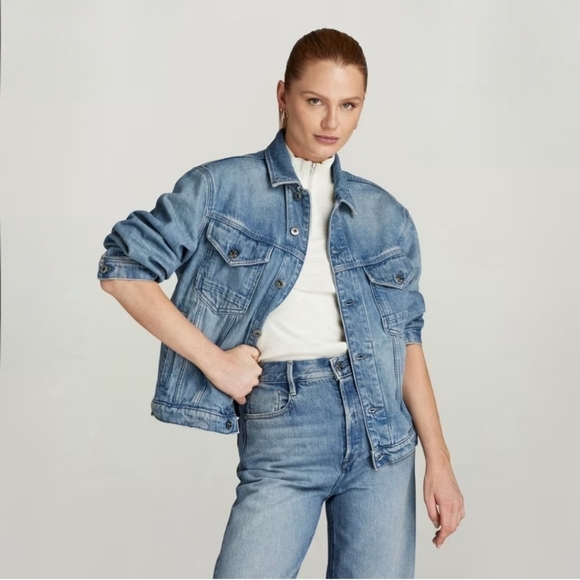 G-Star Jackets & Blazers - NWT! G-Star Raw, Oversized Jacket, Bright Valiant Denim,Sun Faded Air Force Blue